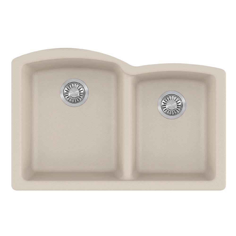Franke - Ellipse 33.0-in. x 21.7-in. Champagne Granite Undermount Double Bowl Kitchen Sink - ELG160CHA - Champagne