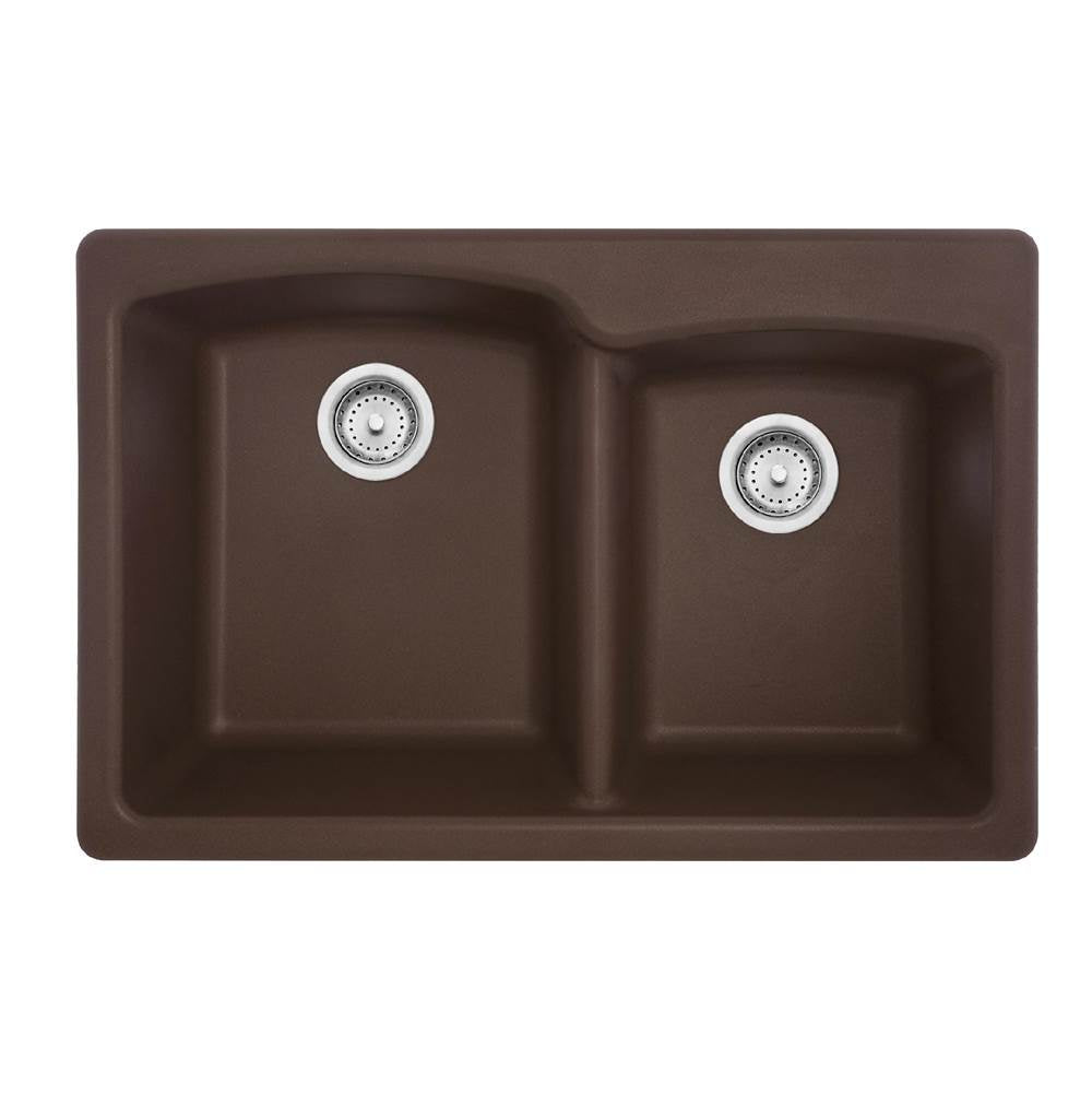 Franke - Ellipse 33.0-in. x 22.0-in. Granite Dual Mount Double Bowl Kitchen Sink in Mocha