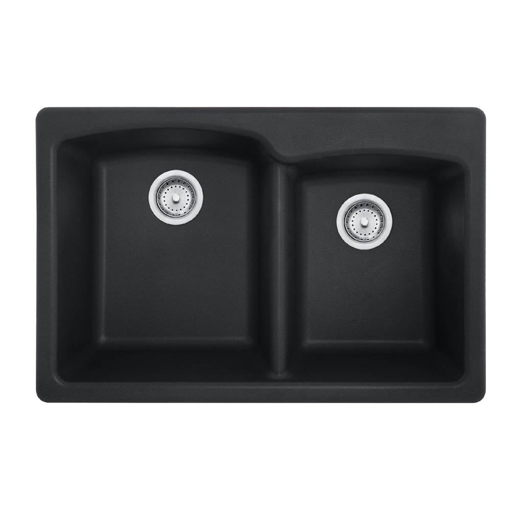 Franke - Ellipse 33.0-in. x 22.0-in. Granite Dual Mount Double Bowl Kitchen Sink in Onyx - Onyx