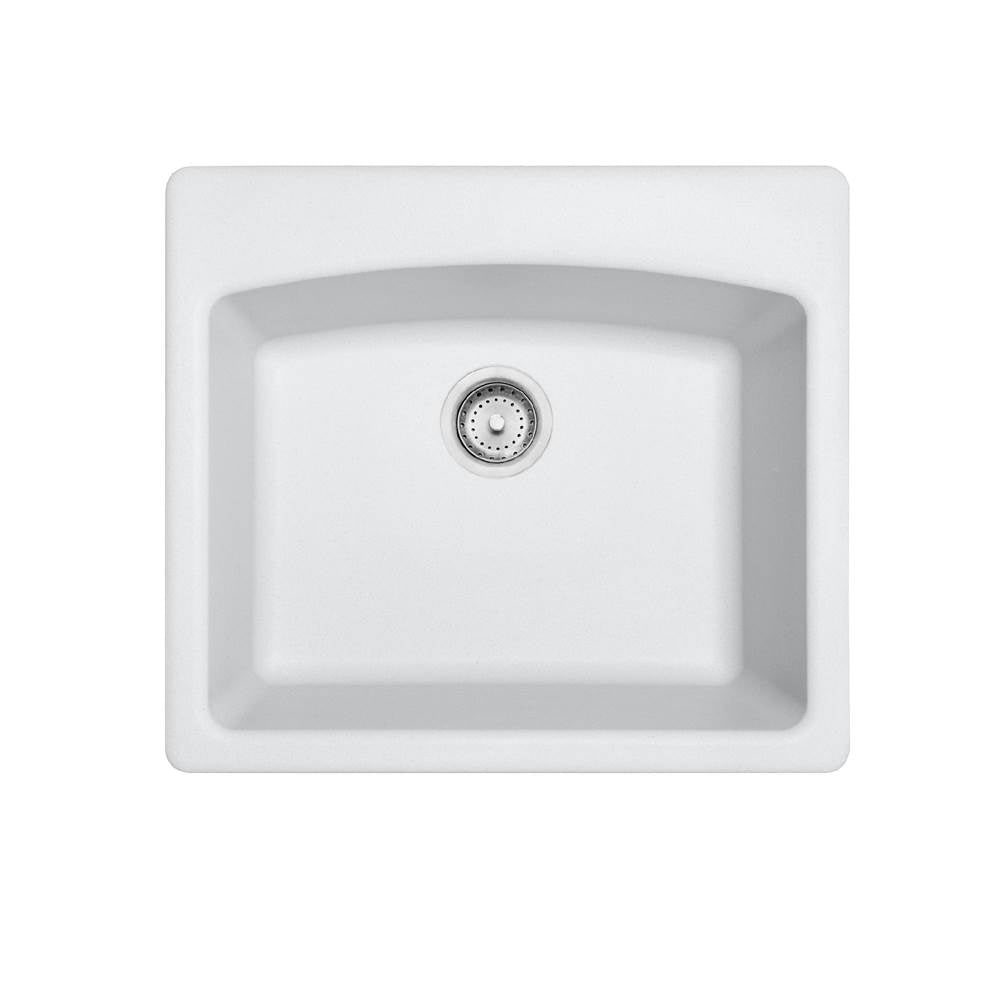 Franke - Ellipse 25.0-in. x 22.0-in. Polar White Granite Dual Mount Single Bowl Kitchen Sink - ESPW25229-1