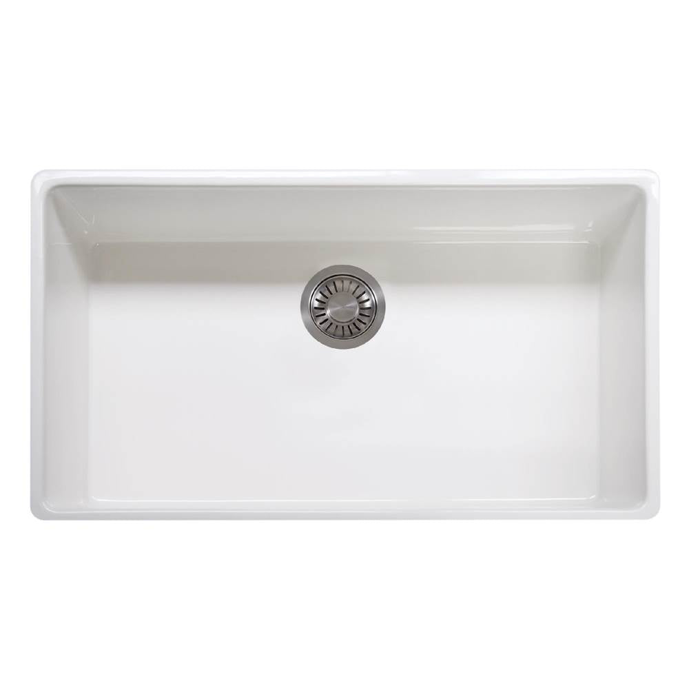 Franke - Farm House 36-in. x 20-in. White Apron Front Single Bowl Fireclay Kitchen Sink - FHK710-36WH - White
