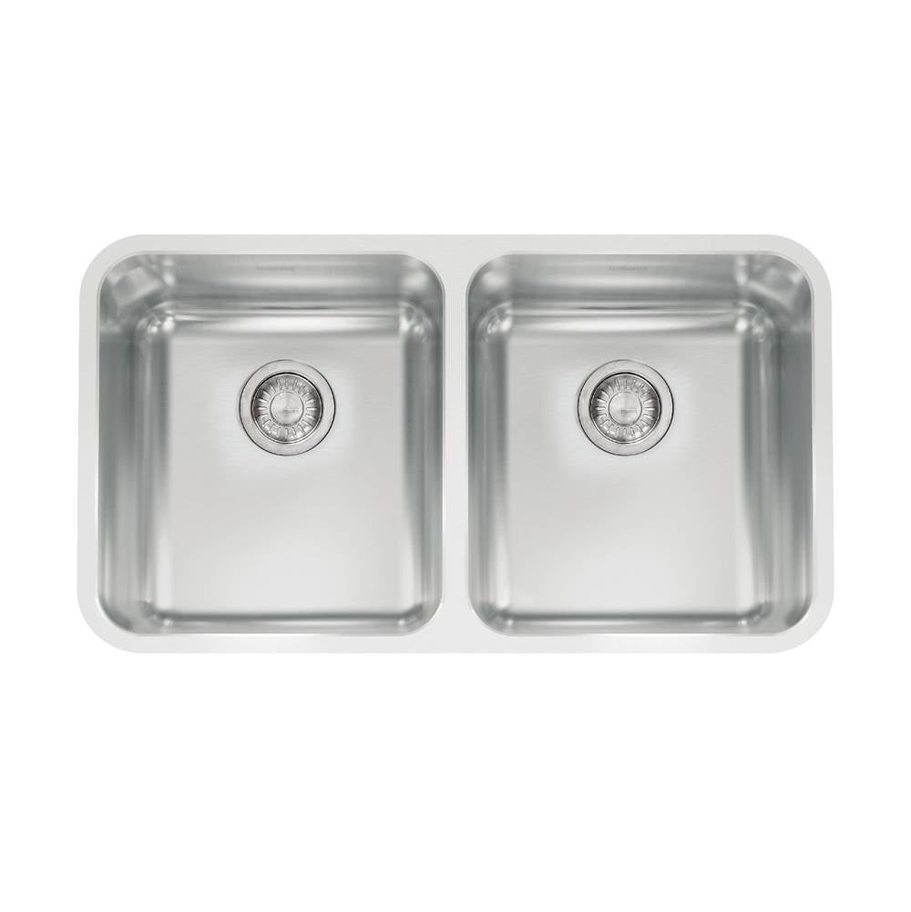 Franke - Grande 32.88-in. x 18.7-in. 18 Gauge Stainless Steel Undermount Double Bowl Kitchen Sink - GDX12031 - Stainless Steel
