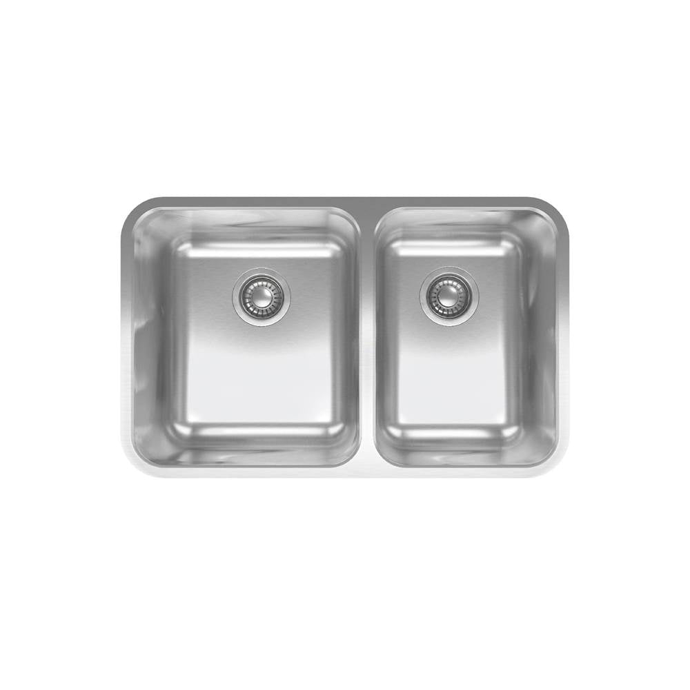 Franke - Grande 29.88-in. x 18.7-in. 18 Gauge Stainless Steel Undermount Double Bowl Kitchen Sink - GDX16028RH