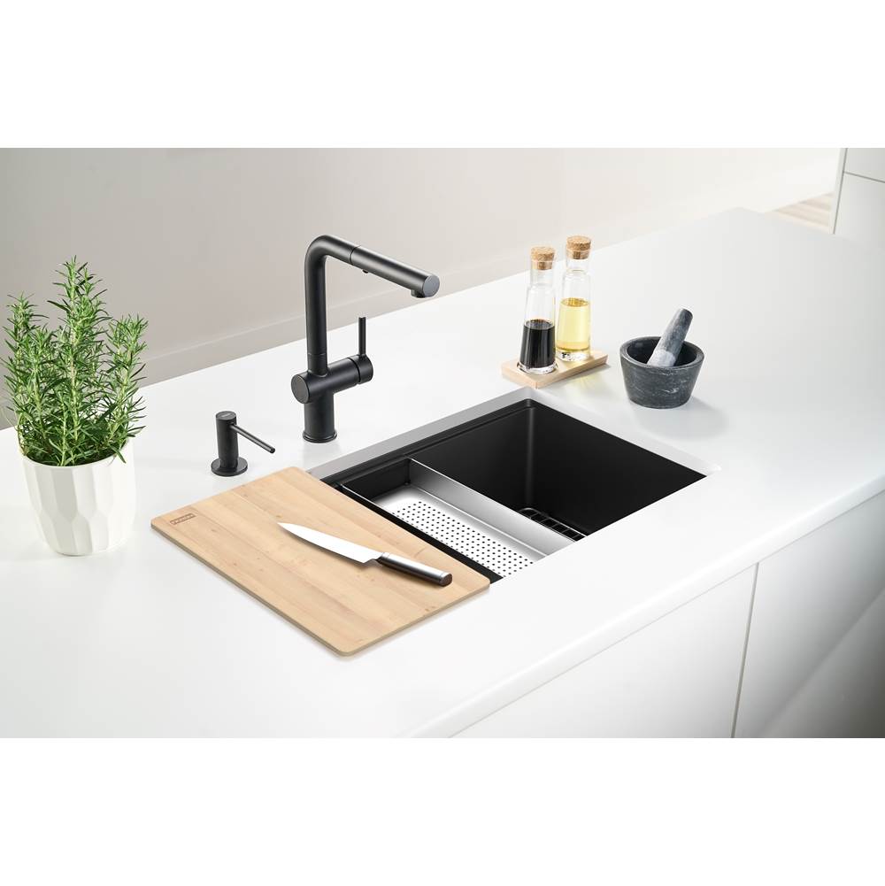 Maris Undermount 33-in x 19.31-in Granite Single Bowl Workcenter Kitchen Sink in Champagne