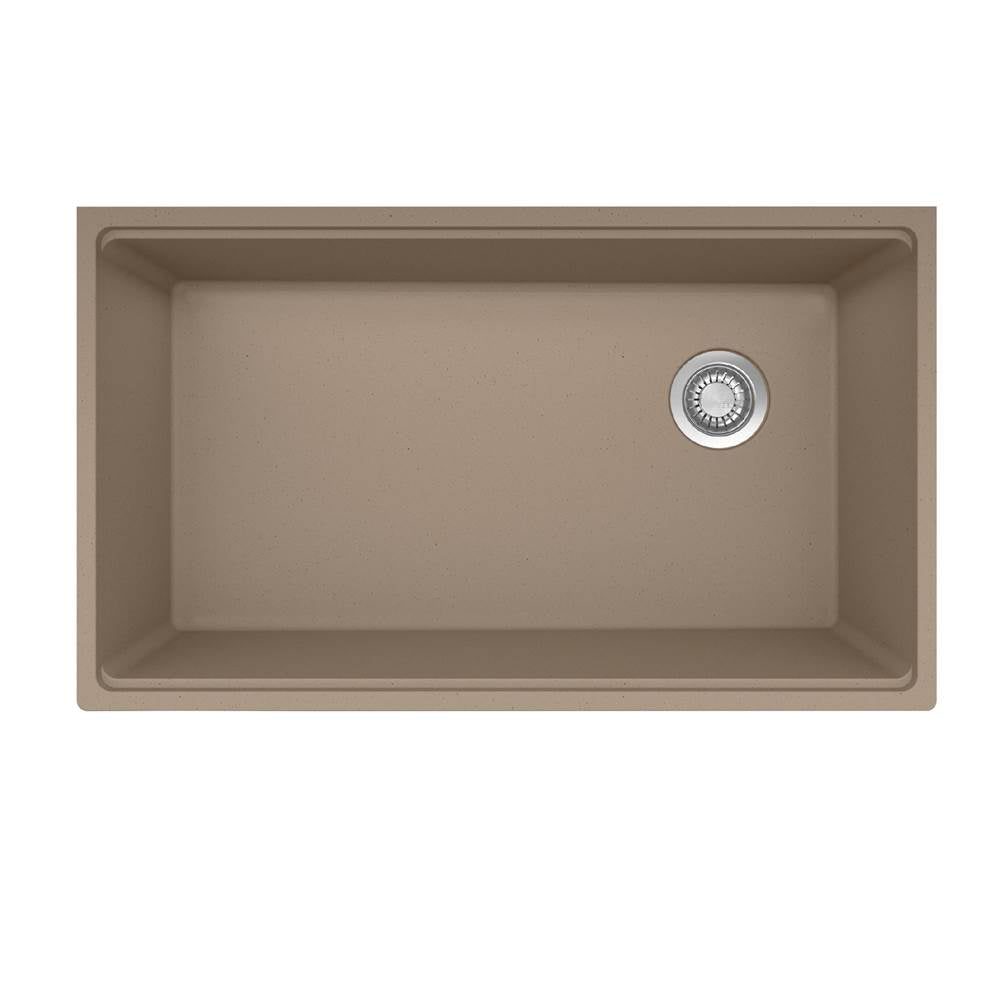 Maris Undermount 33-in x 19.31-in Granite Single Bowl Workcenter Kitchen Sink in Champagne