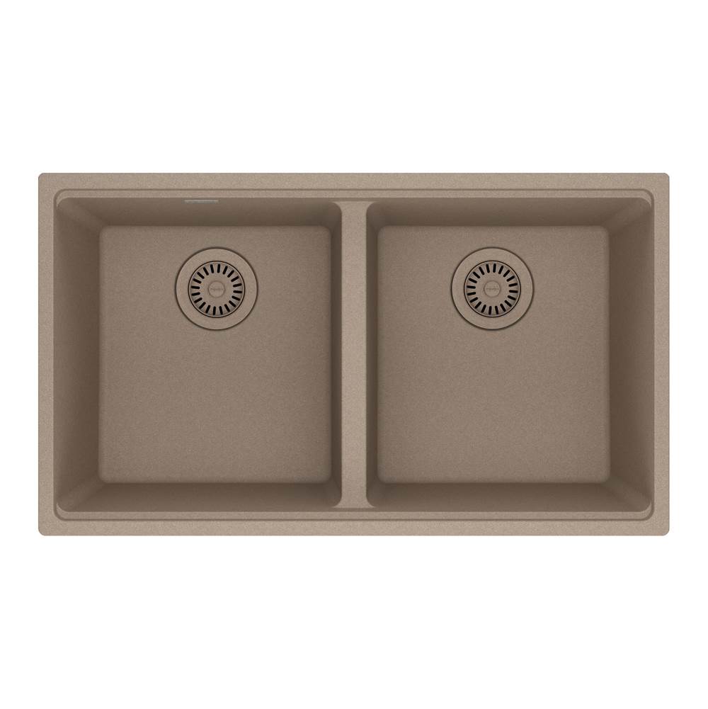 Franke - Maris Undermount 31-in x 17.81-in Granite Double Bowl Kitchen Sink in Oyster - Oyster