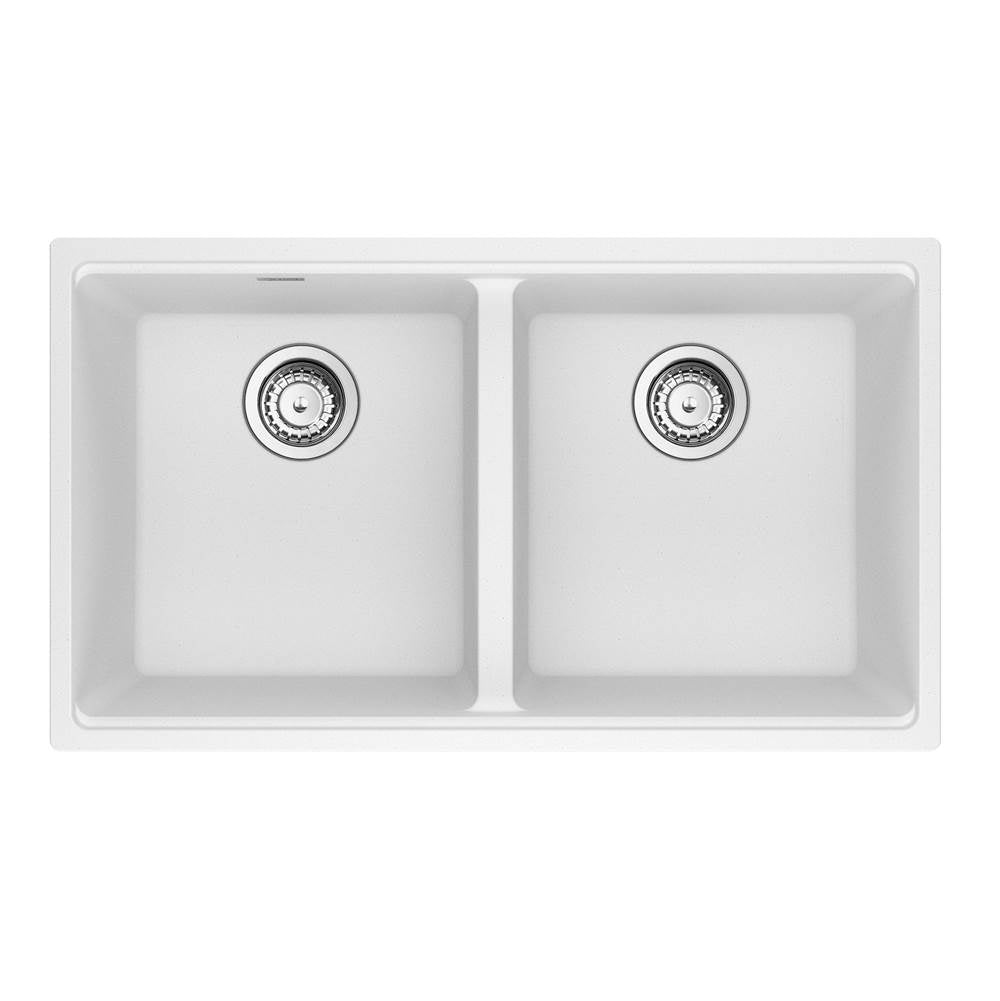 Franke - Maris Undermount 31-in x 17.81-in Granite Double Bowl Kitchen Sink in Polar White - Polar White
