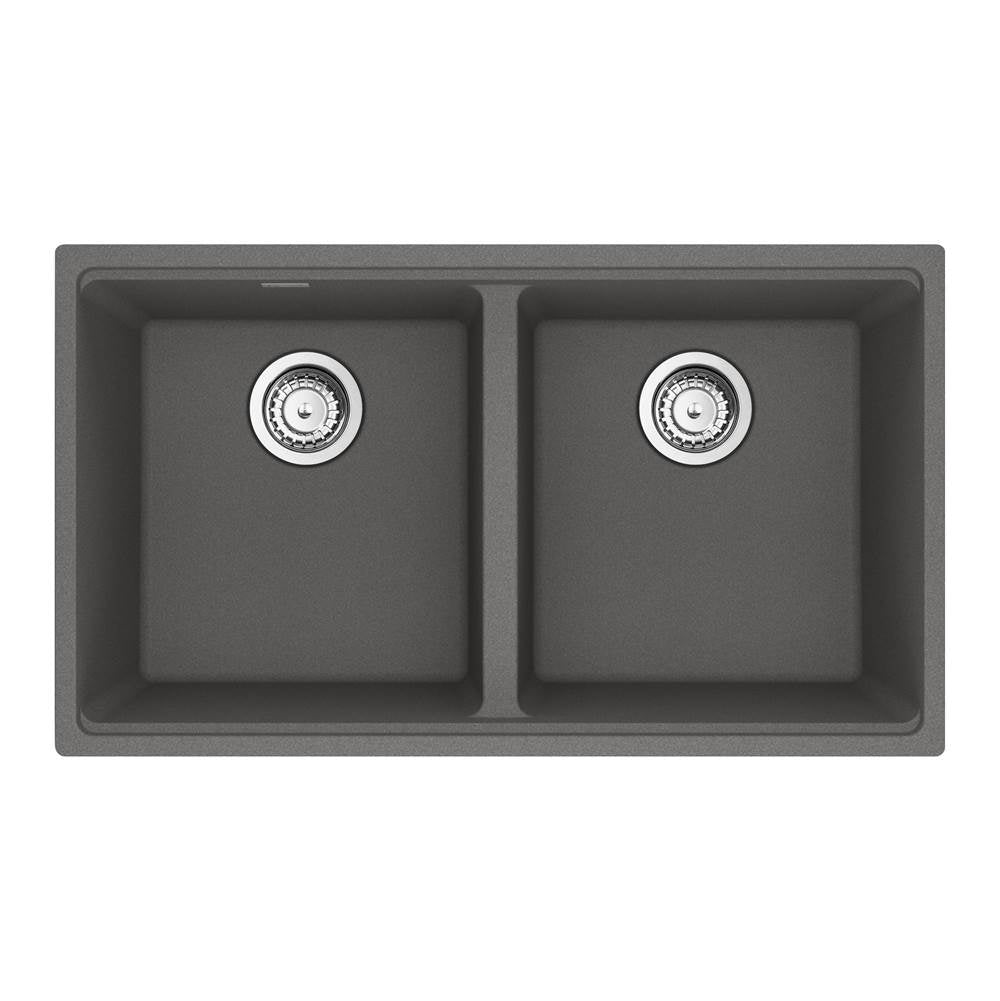 Franke - Maris Undermount 31-in x 17.81-in Granite Double Bowl Kitchen Sink in Stone Grey - Stone Grey