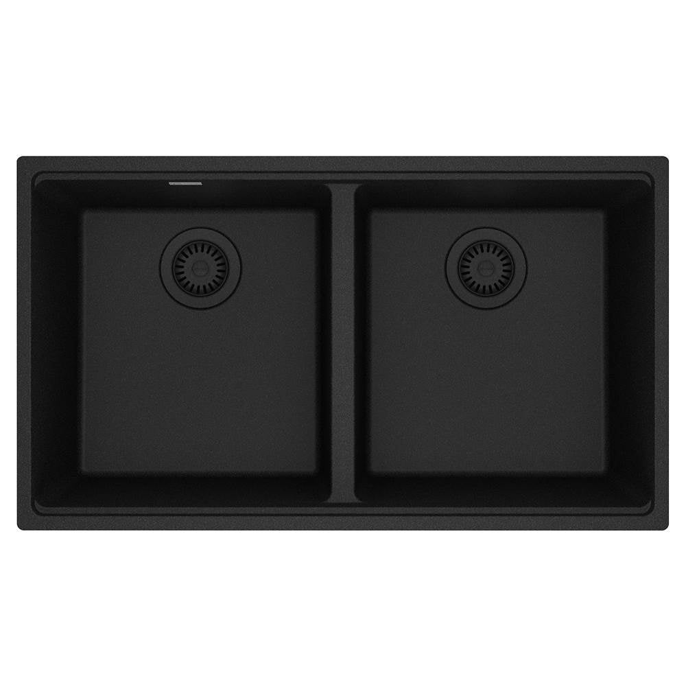 Franke - Maris Undermount 33-in x 18.94-in Granite Double Bowl Kitchen Sink in Onyx - Onyx