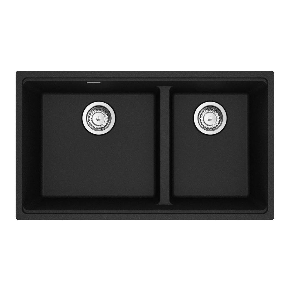 Franke - Maris Undermount 31-in x 17.81-in Granite Double Bowl Kitchen Sink in Onyx - Onyx
