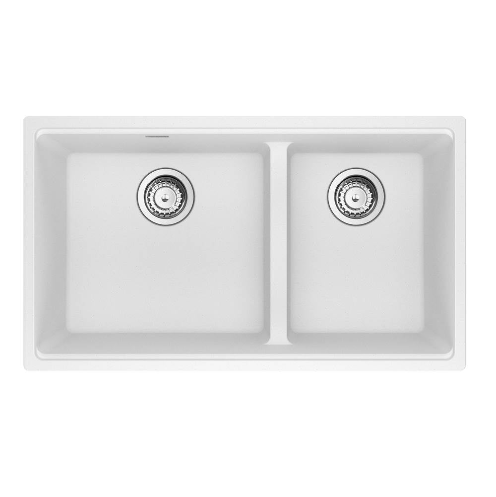 Franke - Maris Undermount 31-in x 17.81-in Granite Double Bowl Kitchen Sink in Polar White - Polar White