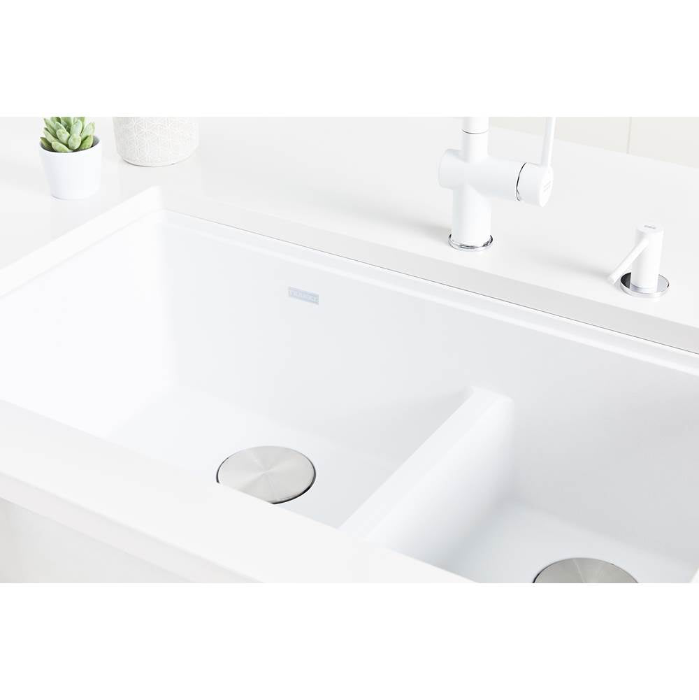 Maris Undermount 31-in x 17.81-in Granite Double Bowl Kitchen Sink in Champagne