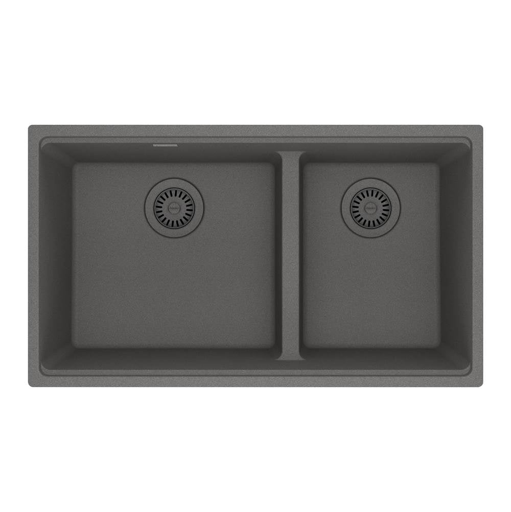 Franke - Maris Undermount 31-in x 17.81-in Granite Double Bowl Kitchen Sink in Stone Grey - Stone Grey