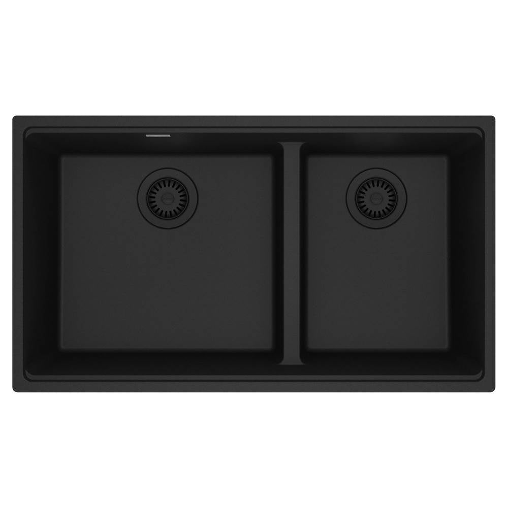 Franke - Maris Undermount 33-in x 18.94-in Granite Double Bowl Kitchen Sink in Matte Black - Matte Black
