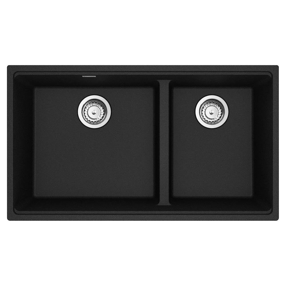 Franke - Maris Undermount 33-in x 18.94-in Granite Double Bowl Kitchen Sink in Onyx - Onyx