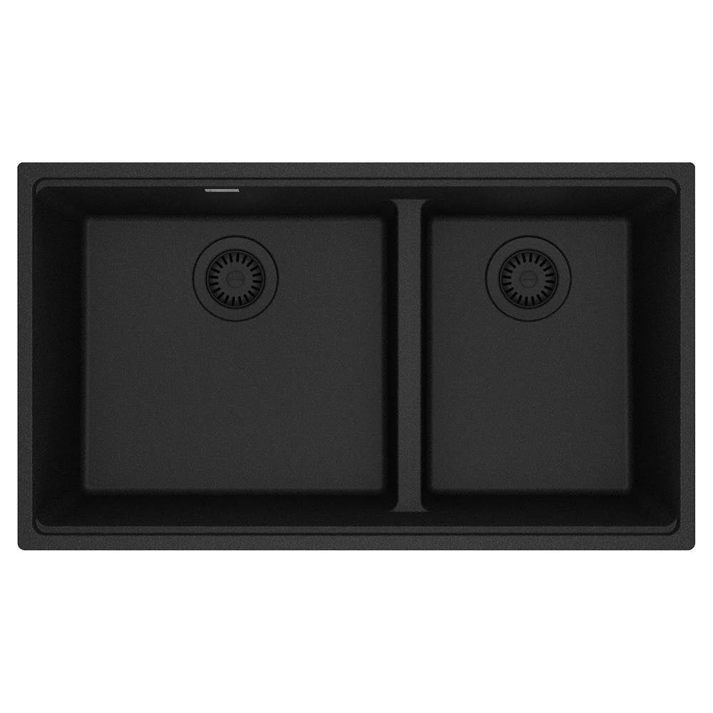 Franke - Maris Undermount 33-in x 18.94-in Granite Double Bowl Kitchen Sink in Onyx - Onyx