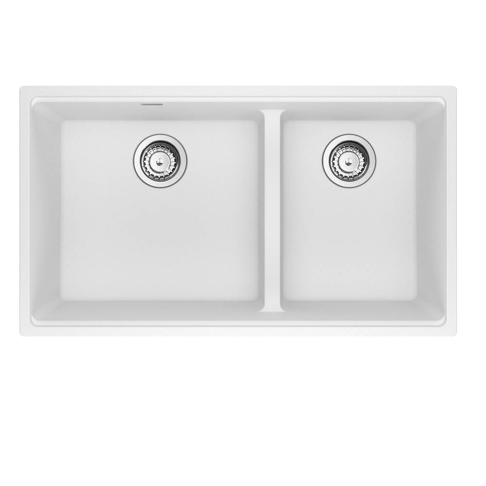 Franke - Maris Undermount 33-in x 18.94-in Granite Double Bowl Kitchen Sink in Polar White - Polar White
