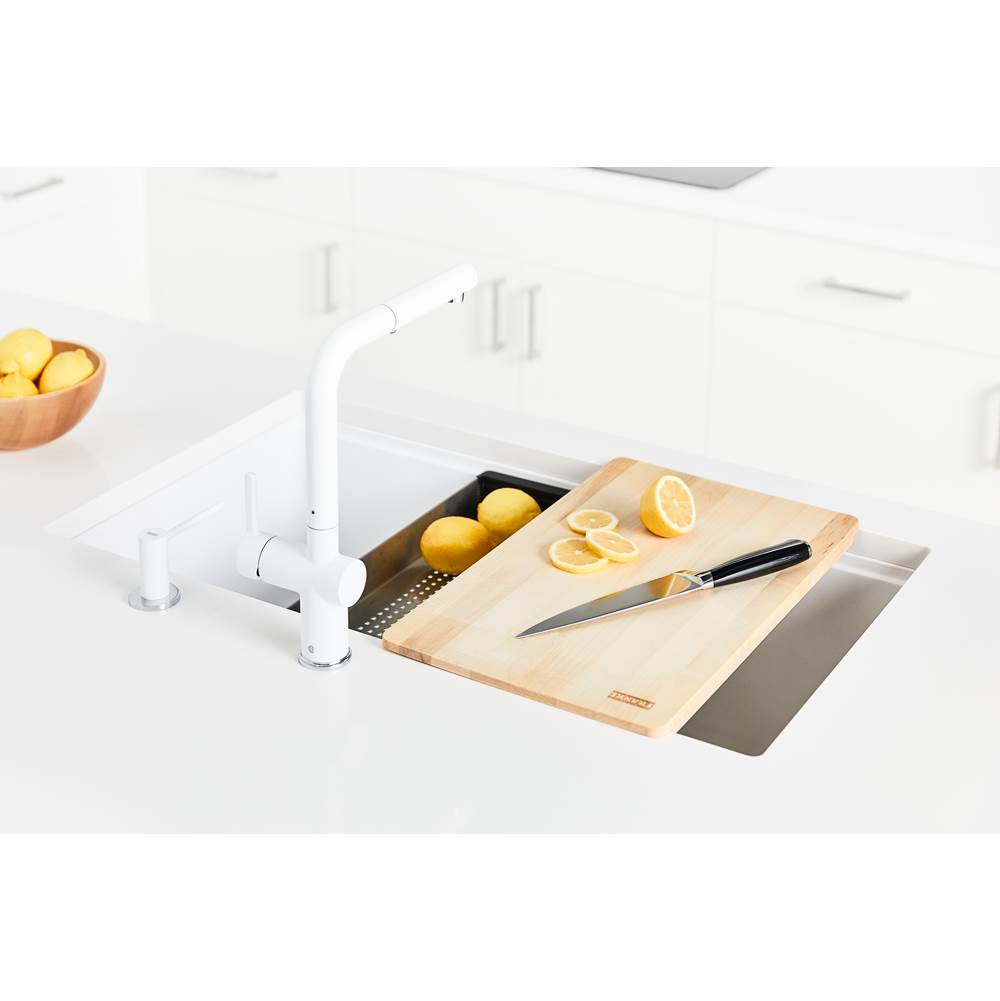 Maris Undermount 33-in x 18.94-in Granite Double Bowl Kitchen Sink in Champagne