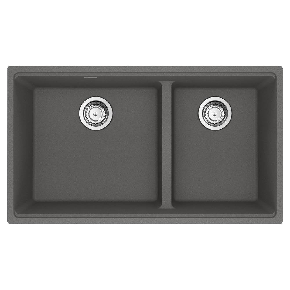 Franke - Maris Undermount 33-in x 18.94-in Granite Double Bowl Kitchen Sink in Stone Grey - Stone Grey