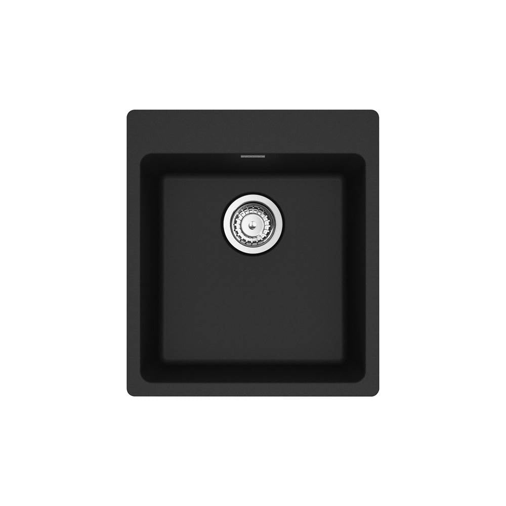 Franke - Maris Dual Mount 17.31-in x 19.69-in Granite Single Bowl Bar / Prep Sink in Matte Black - Matte Black