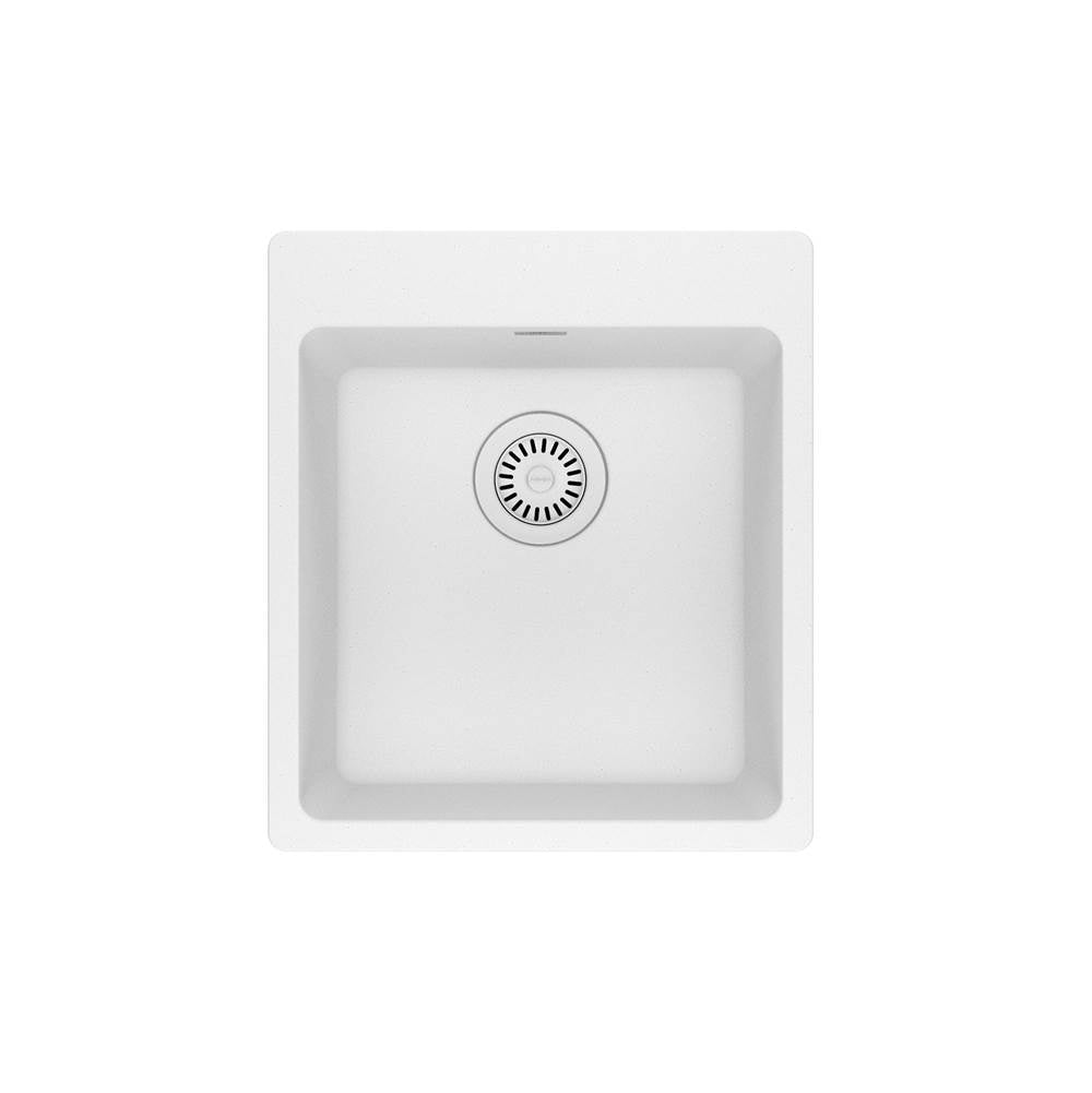 Franke - Maris Dual Mount 17.31-in x 19.69-in Granite Single Bowl Bar / Prep Sink in Polar White - Polar White