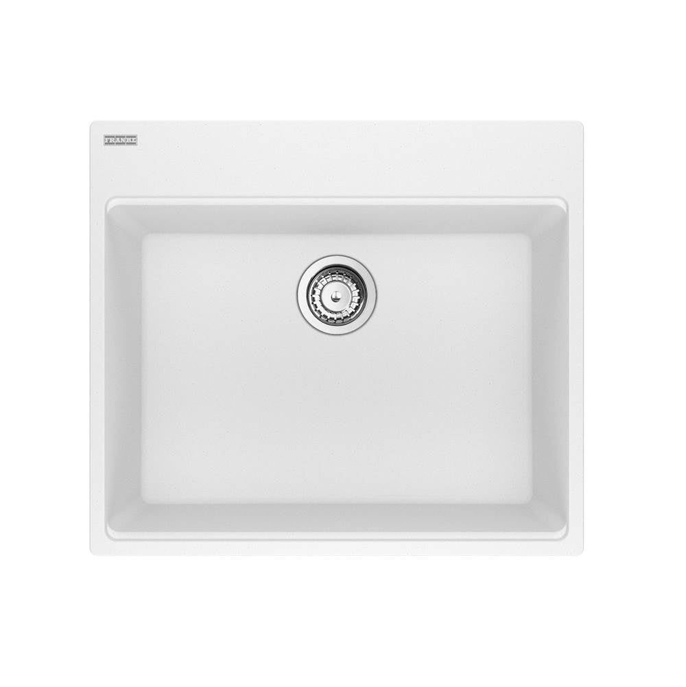 Franke - Maris Topmount 25-in x 22-in Granite Single Bowl Kitchen Sink in Polar White - Polar White