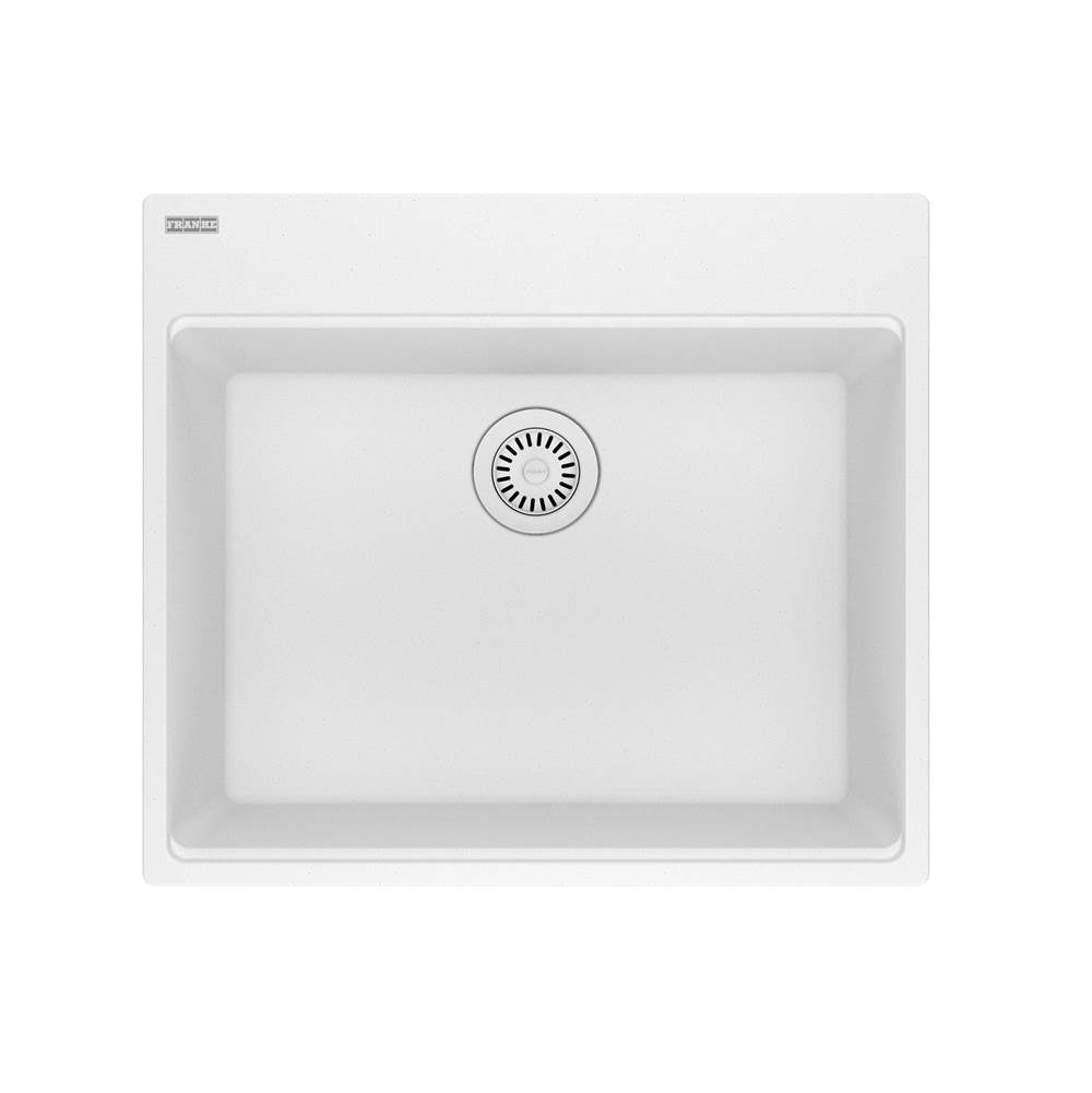 Franke - Maris Topmount 25-in x 22-in Granite Single Bowl Kitchen Sink in Polar White - Polar White