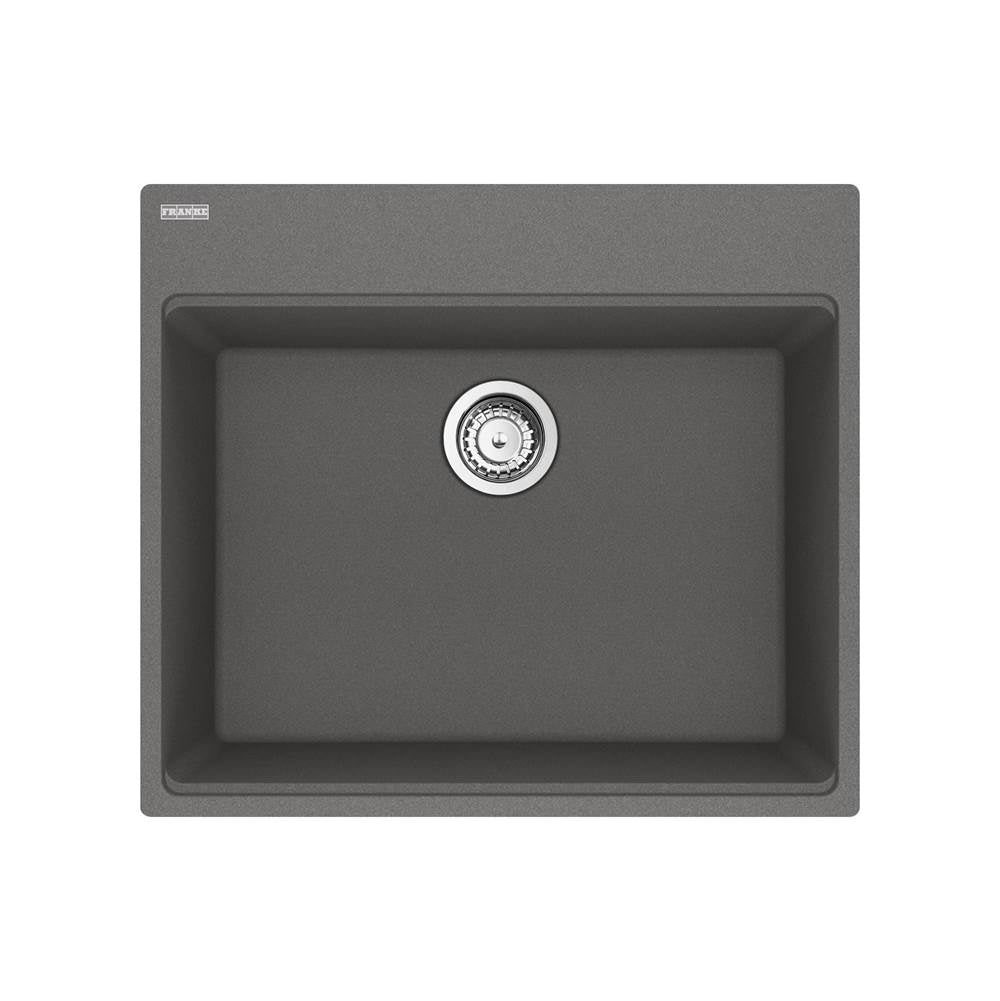 Franke - Maris Topmount 25-in x 22-in Granite Single Bowl Kitchen Sink in Stone Grey - Stone Grey