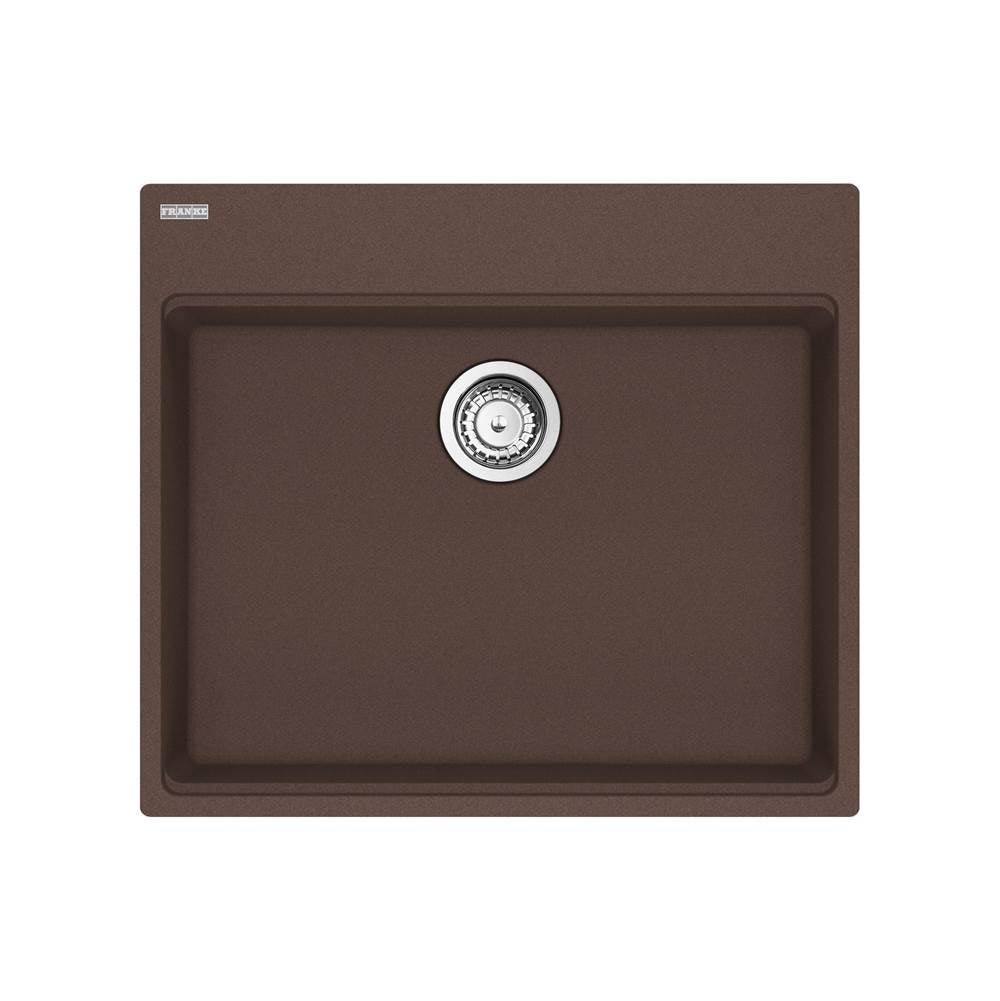 Franke - Maris Topmount 25-in x 22-in Granite ADA Single Bowl Kitchen Sink in Mocha - Mocha