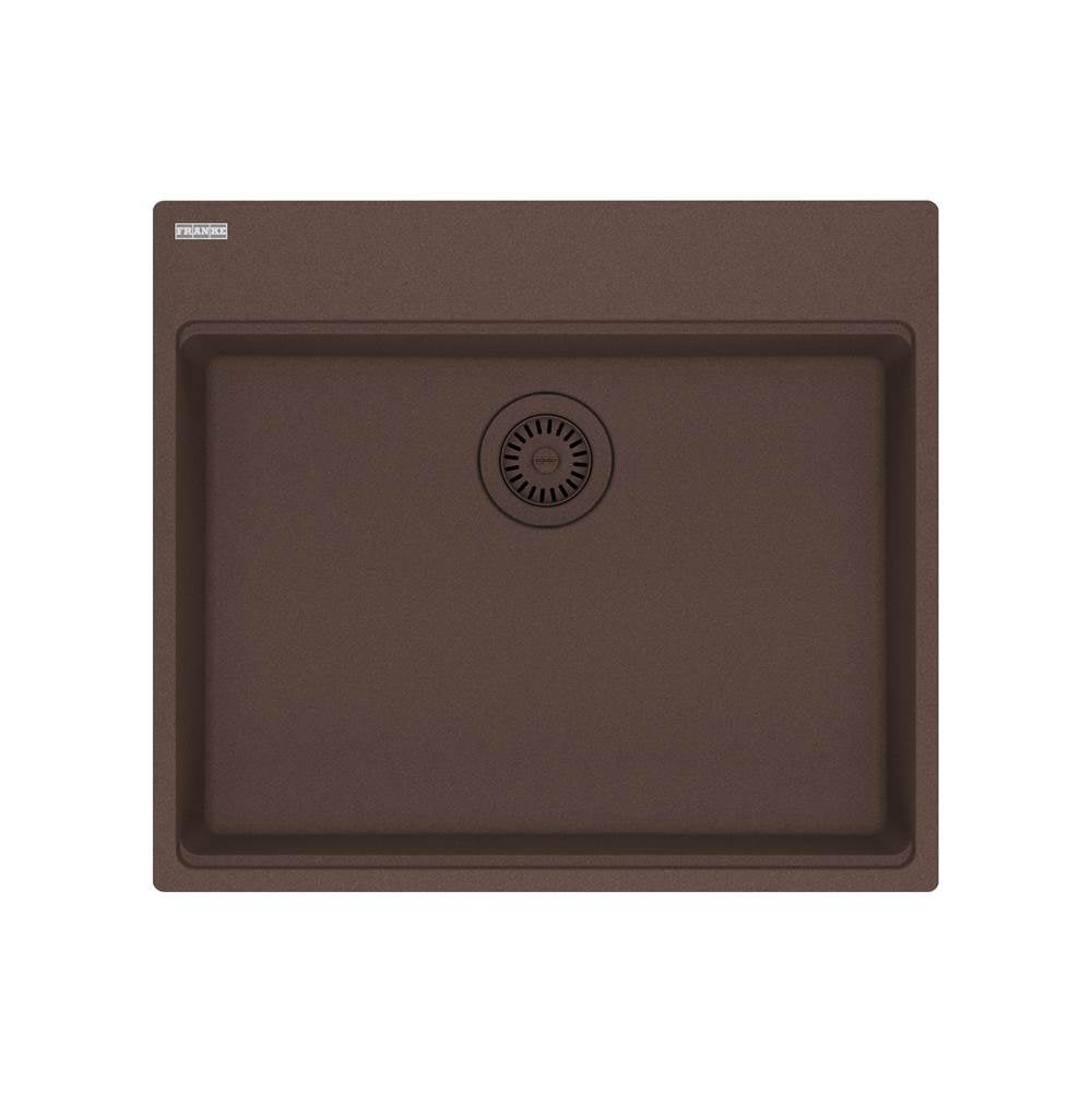 Franke - Maris Topmount 25-in x 22-in Granite ADA Single Bowl Kitchen Sink in Mocha - Mocha