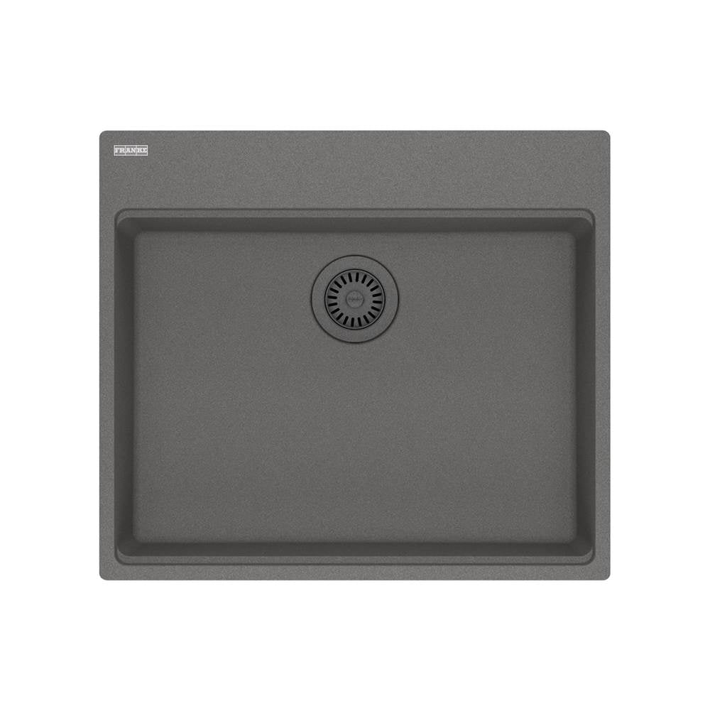 Franke - Maris Topmount 25-in x 22-in Granite ADA Single Bowl Kitchen Sink in Stone Grey - Stone Grey