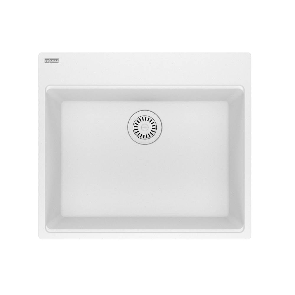 Franke - Maris Dual Mount 25-in x 22-in Granite Dual Mount Single Bowl Laundry Sink in Polar White - Polar White