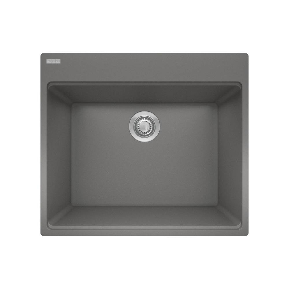Franke - Maris Dual Mount 25-in x 22-in Granite Dual Mount Single Bowl Laundry Sink in Stone Grey - Stone Grey