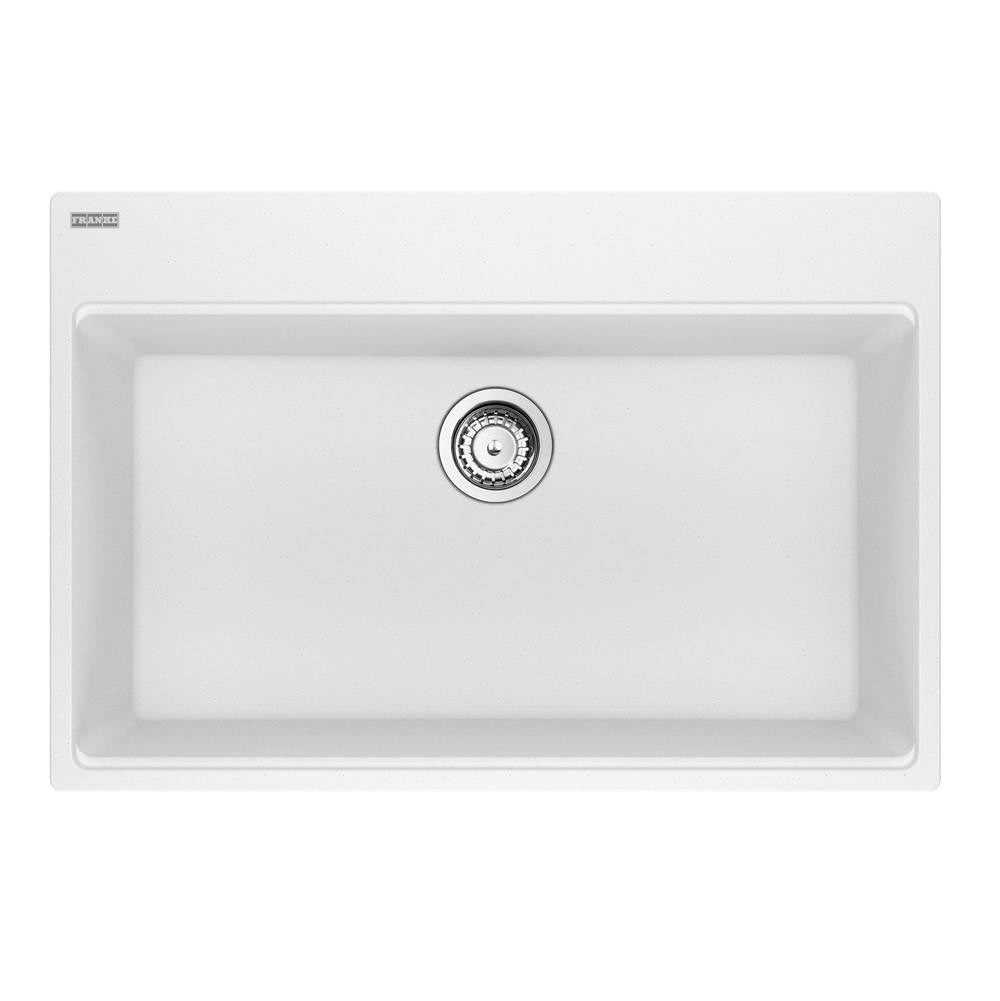 Franke - Maris Topmount 33-in x 22-in Granite Single Bowl Kitchen Sink in Polar White - Polar White