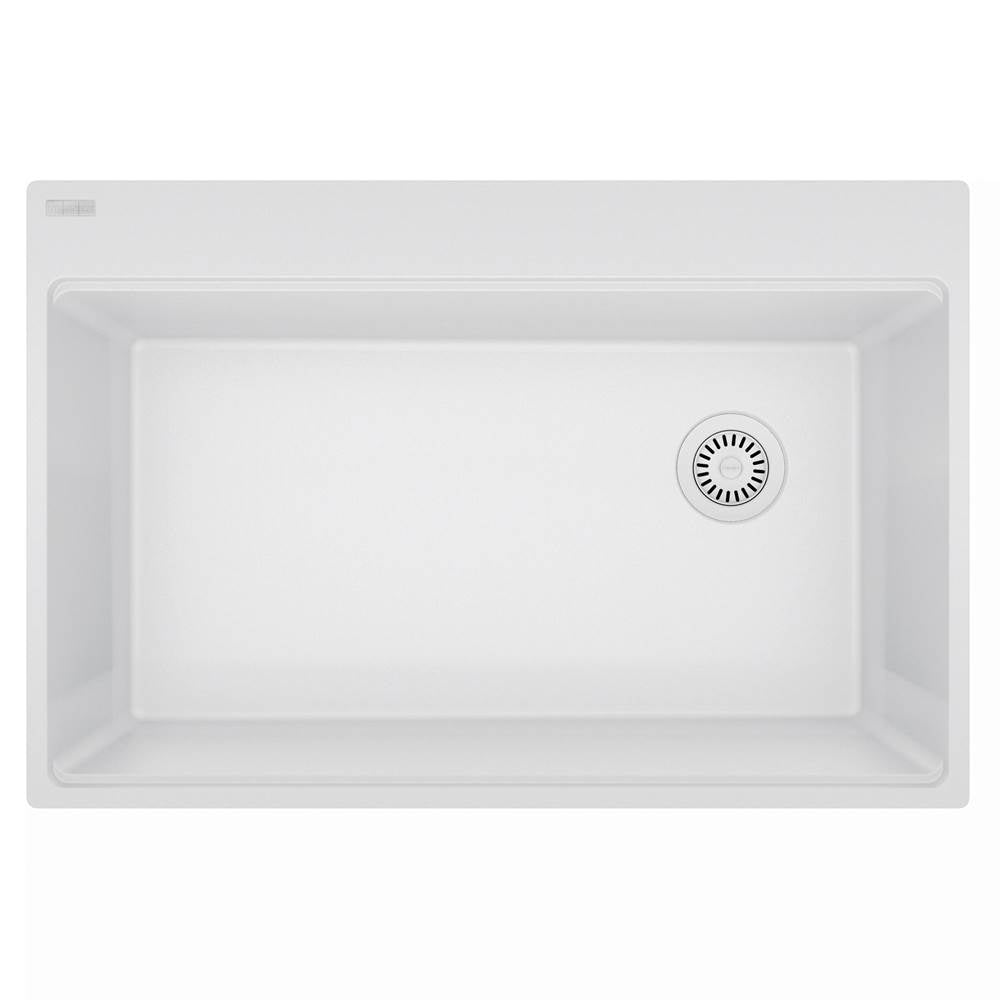 Franke - Maris Topmount 33-in x 22-in Granite Single Bowl Kitchen Sink in Polar White - White