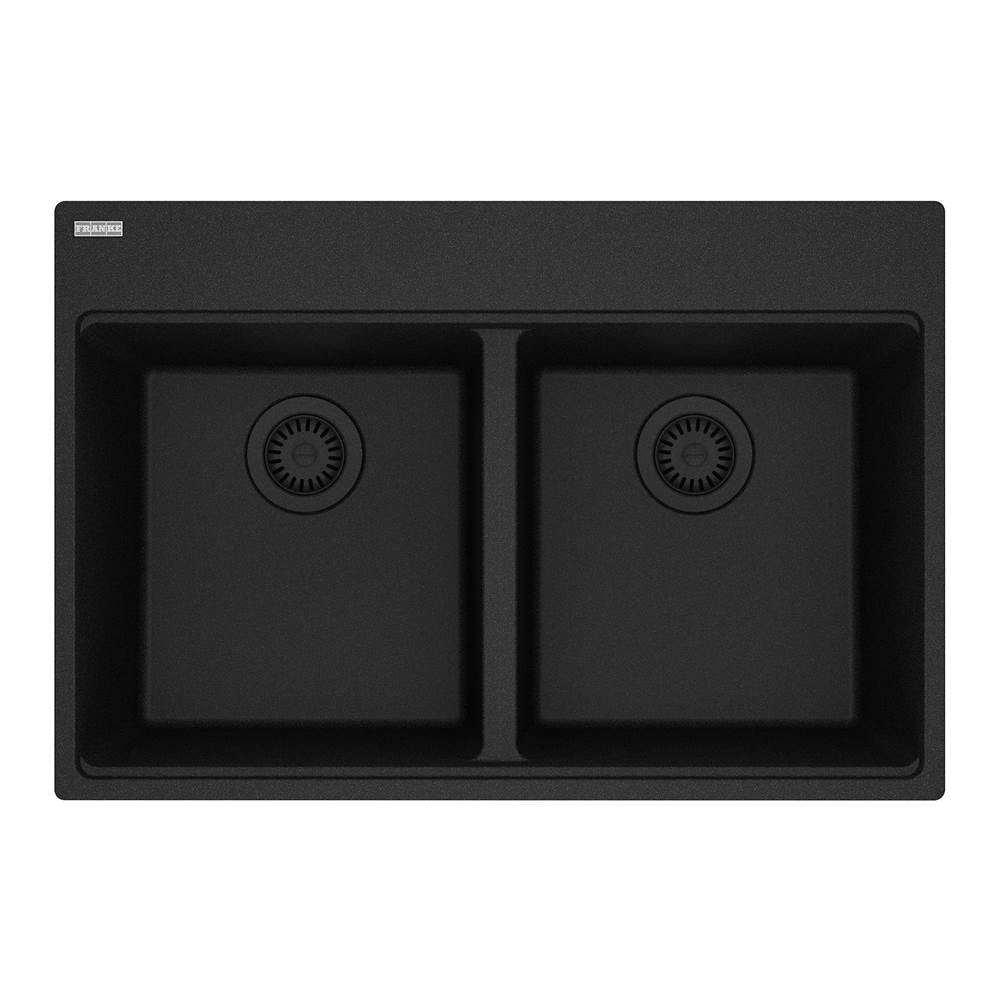 Franke - Maris Topmount 31-in x 20.88-in Granite Double Bowl Kitchen Sink in Onyx - Onyx