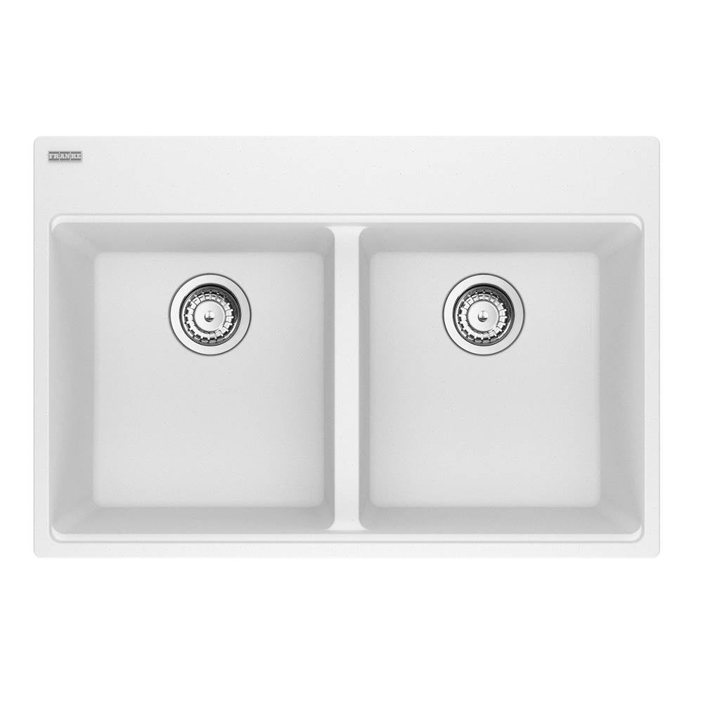 Franke - Maris Topmount 31-in x 20.88-in Granite Double Bowl Kitchen Sink in Polar White - Polar White