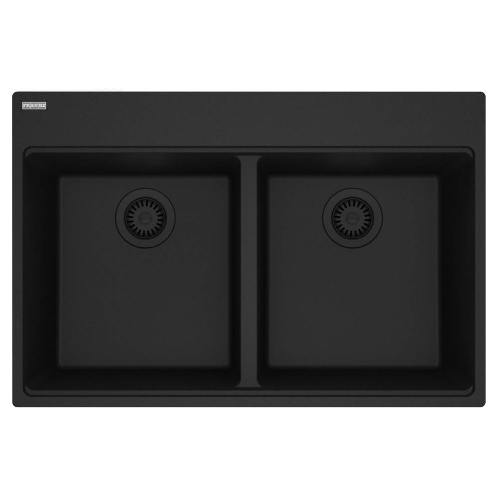 Franke - Maris Topmount 33-in x 22-in Granite Double Bowl Kitchen Sink in Matte Black - Matte Black