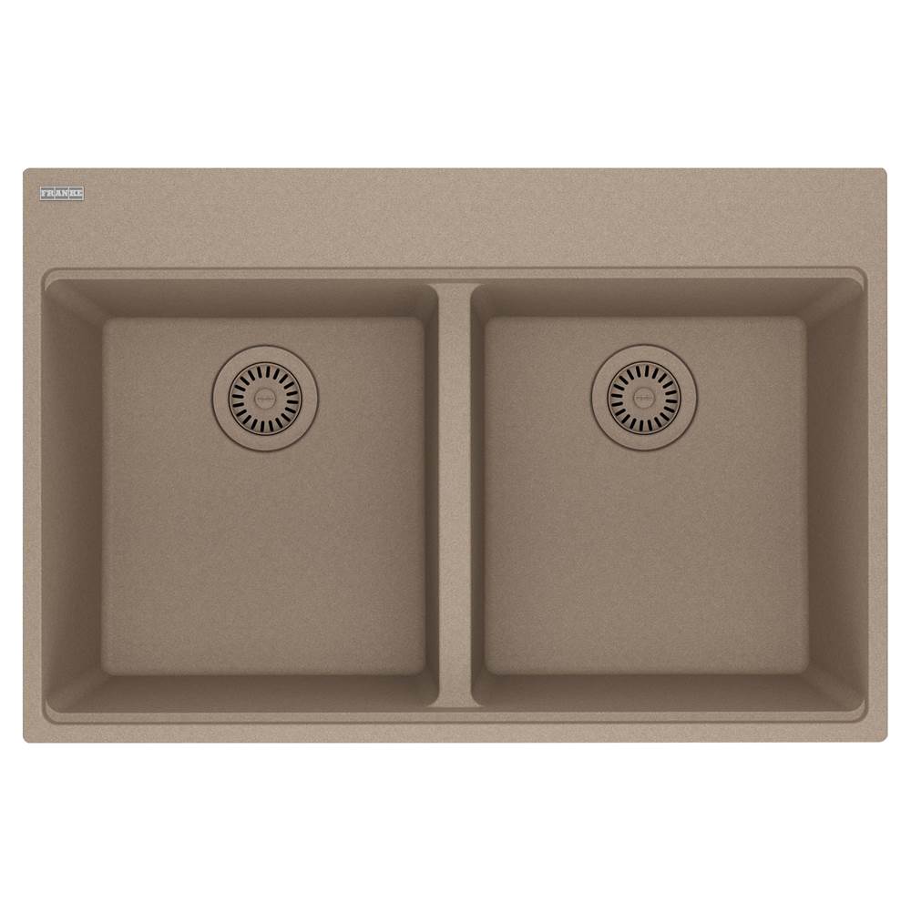 Franke - Maris Topmount 33-in x 22-in Granite Double Bowl Kitchen Sink in Oyster - Oyster