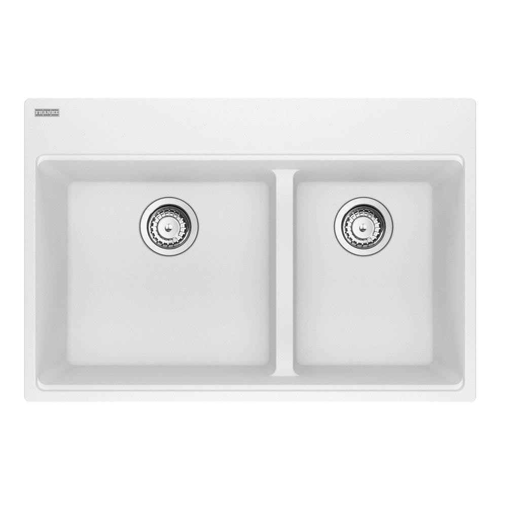 Franke - Maris Topmount 31-in x 20.9-in Granite Double Bowl Kitchen Sink in Polar White - Polar White