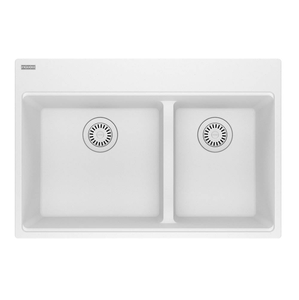 Franke - Maris Topmount 31-in x 20.9-in Granite Double Bowl Kitchen Sink in Polar White - Polar White