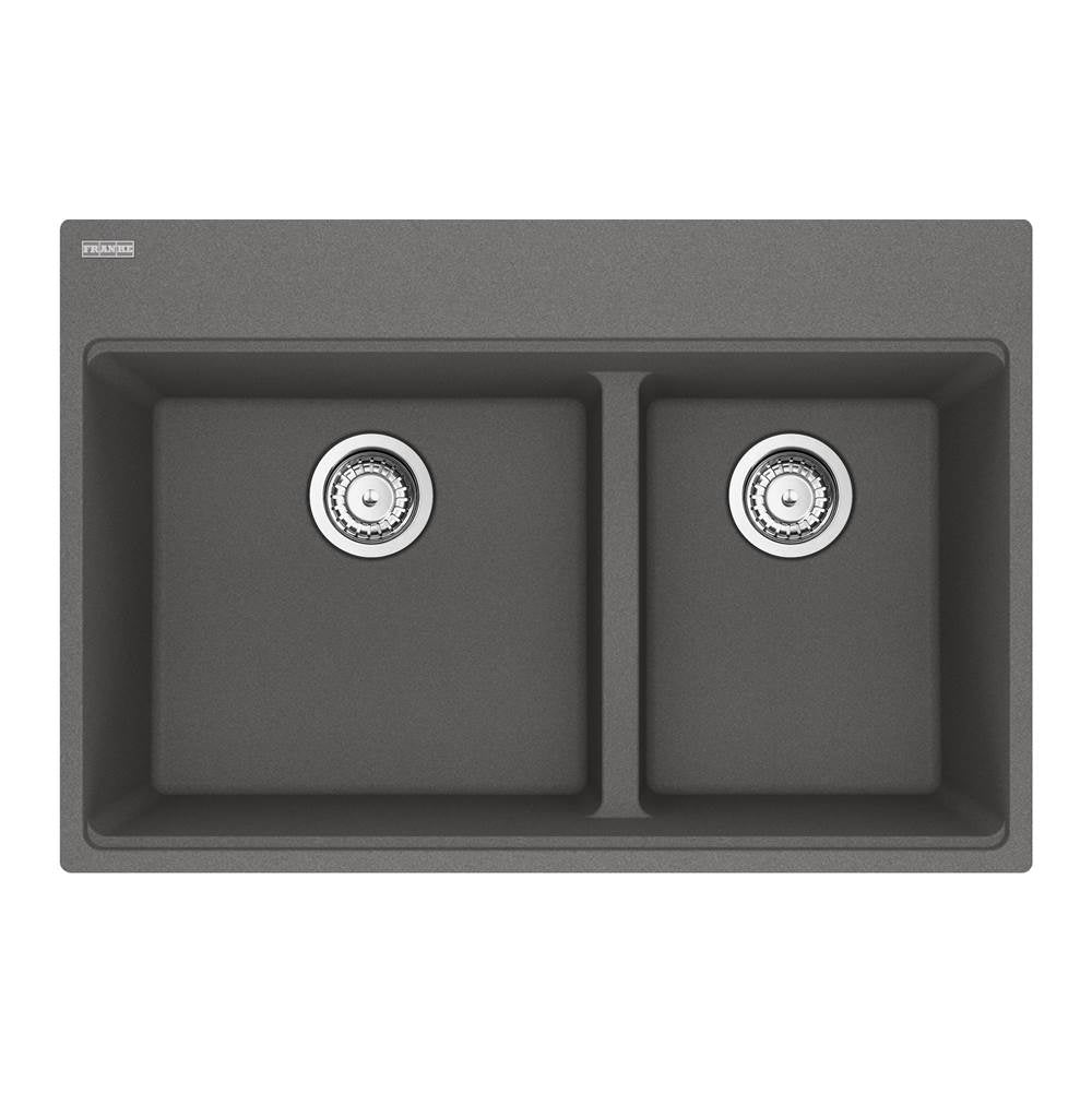 Franke - Maris Topmount 31-in x 20.9-in Granite Double Bowl Kitchen Sink in Stone Grey - Stone Grey