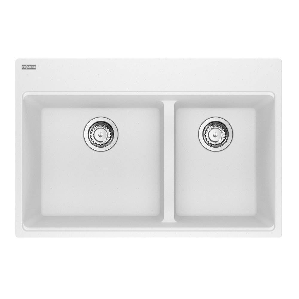Franke - Maris Topmount 33-in x 22-in Granite Double Bowl Kitchen Sink in Polar White - Polar White