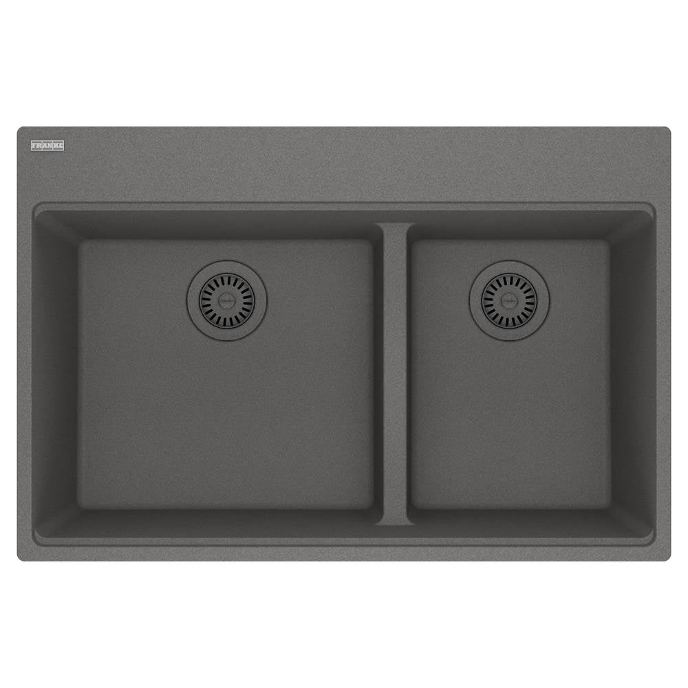 Franke - Maris Topmount 33-in x 22-in Granite Double Bowl Kitchen Sink in Stone Grey - Stone Grey