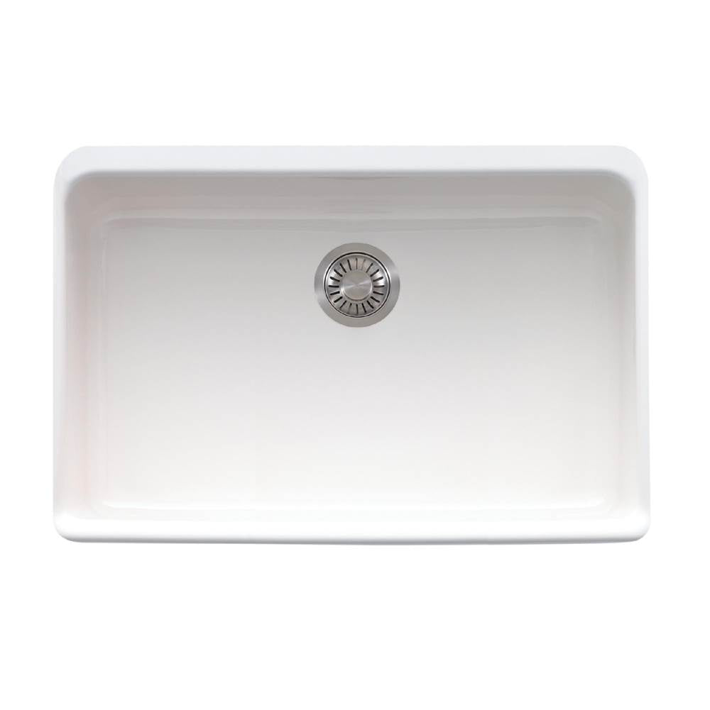 Franke - Manor House 27.12-in. x 19.88-in. White Apron Front Single Bowl Fireclay Kitchen Sink - MHK110-28WH - White