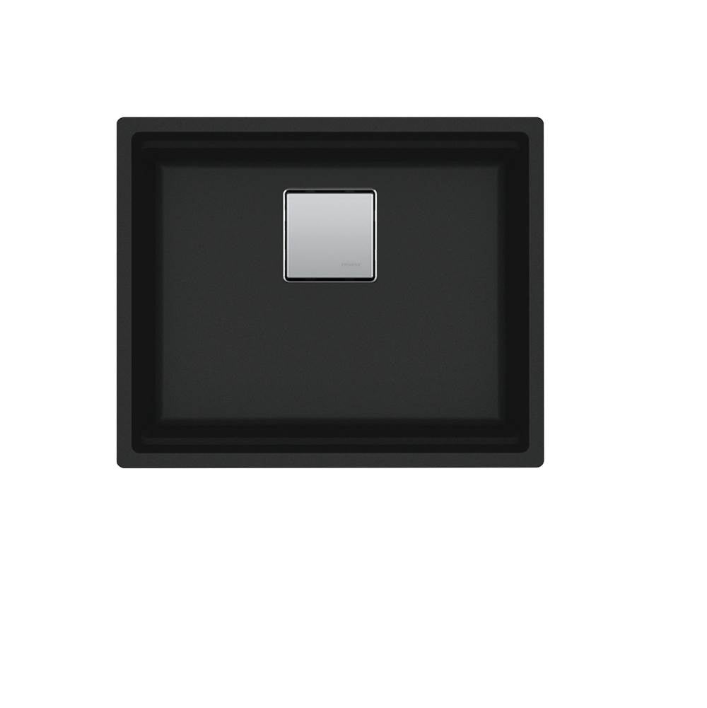 Peak 22.1-in. x 18.1-in. Granite Undermount Single Bowl Kitchen Sink in Matte Black