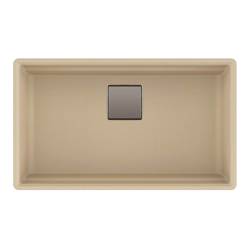 Peak 32.0-in. x 18.8-in. Granite Undermount Single Bowl Workcenter Kitchen Sink in Champagne