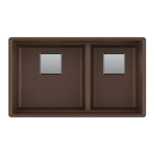 Franke - Peak 32.0-in. x 18.8-in. Granite Undermount Double Bowl Kitchen Sink in Mocha - Mocha