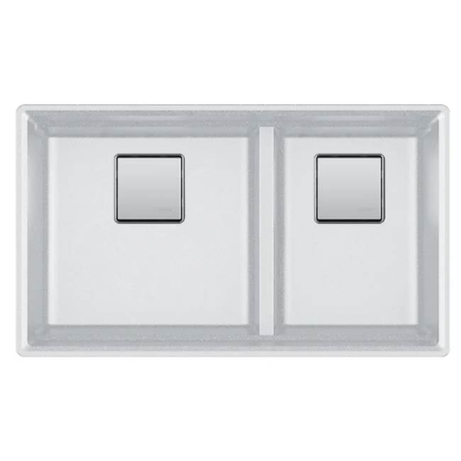 Franke - Peak 32.0-in. x 18.8-in. Granite Undermount Double Bowl Kitchen Sink in Polar White - Polar White