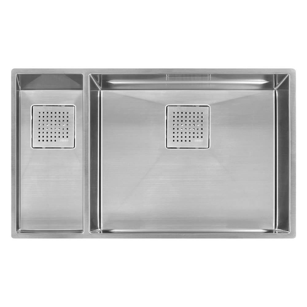 Franke - Peak 31-in. x 18-in. 16 Gauge Stainless Steel Undermount Double Bowl Kitchen Sink - PKX160LH - Stainless Steel